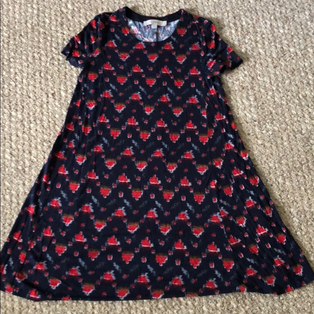 Loft blue and red ikat dress